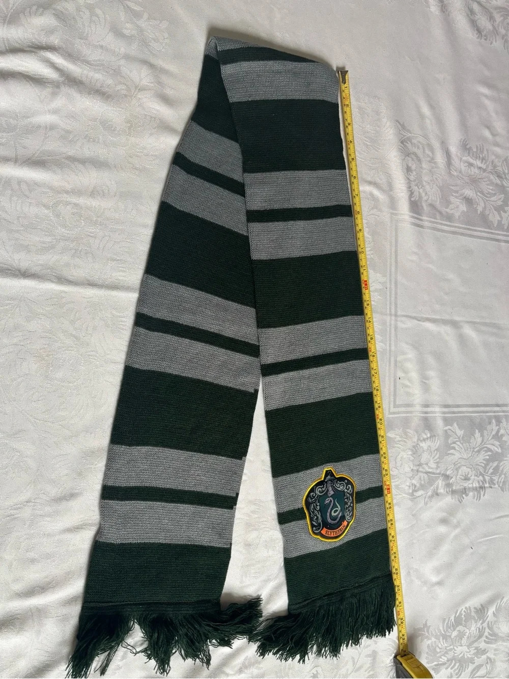 Harry Potter Slytherin scarf culturefly green gray striped fringe adult one size